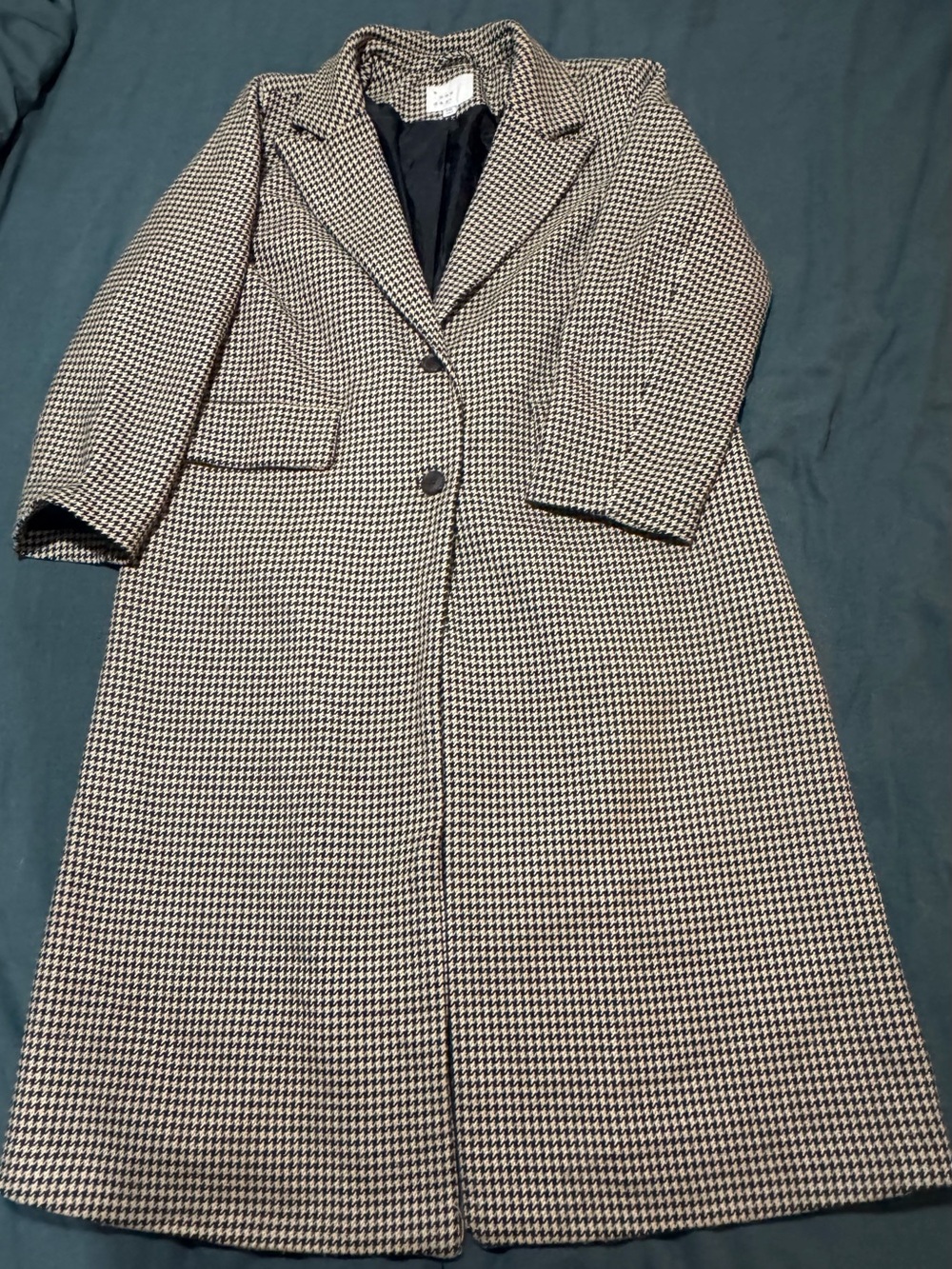 a new day Black & White Houndstooth Pea Coat